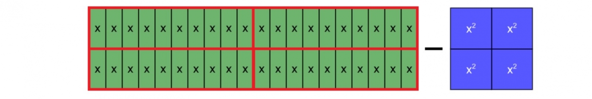 Step in an algebra tile model of a problem from al-Khwarizmi 