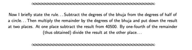 Excerpt from Primary Source Project on Indian approxmiation to sine function.