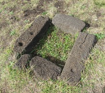 Paenga stones reused to form an oven.