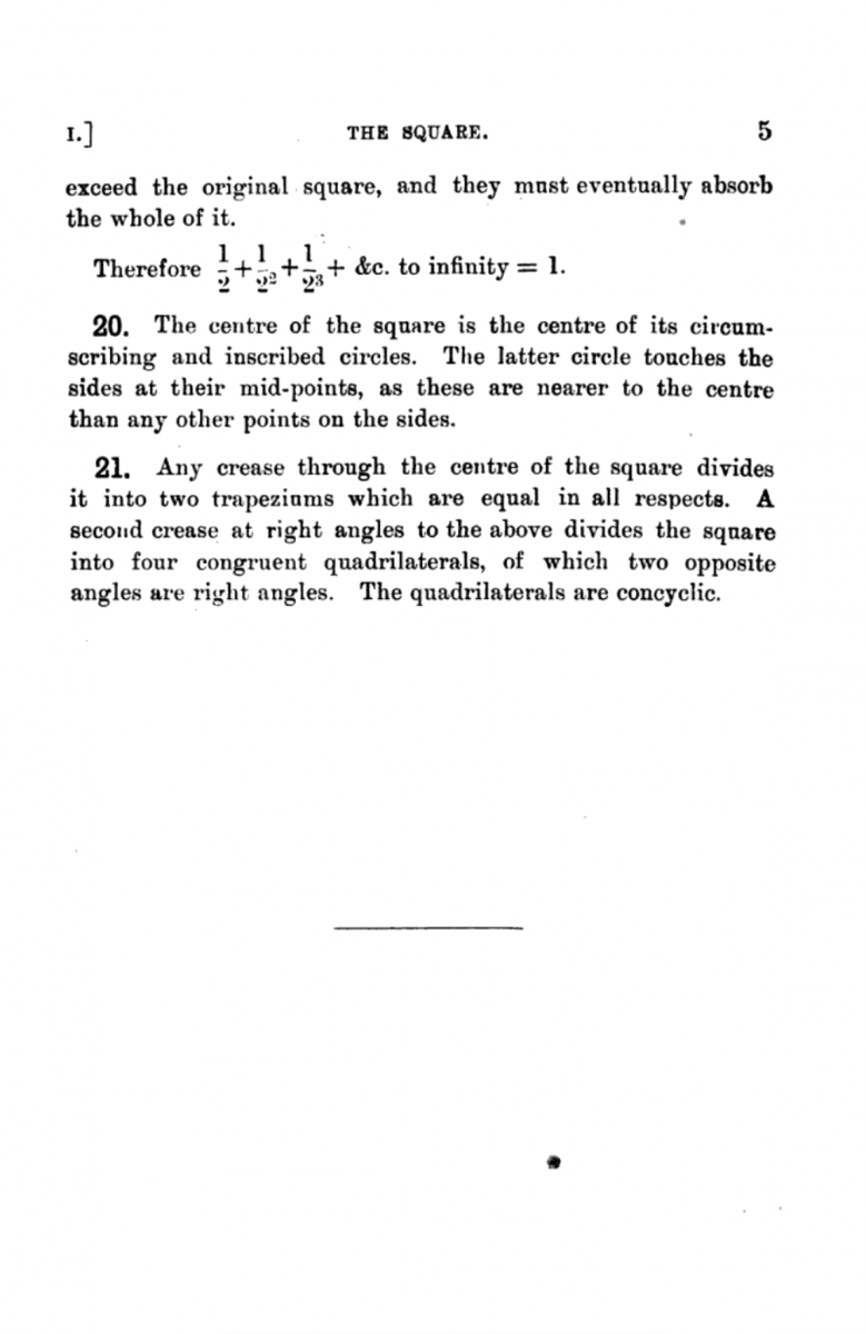 Page 5 from Sundara Rao's 1893 Geometrical Exercises in Paper Folding.