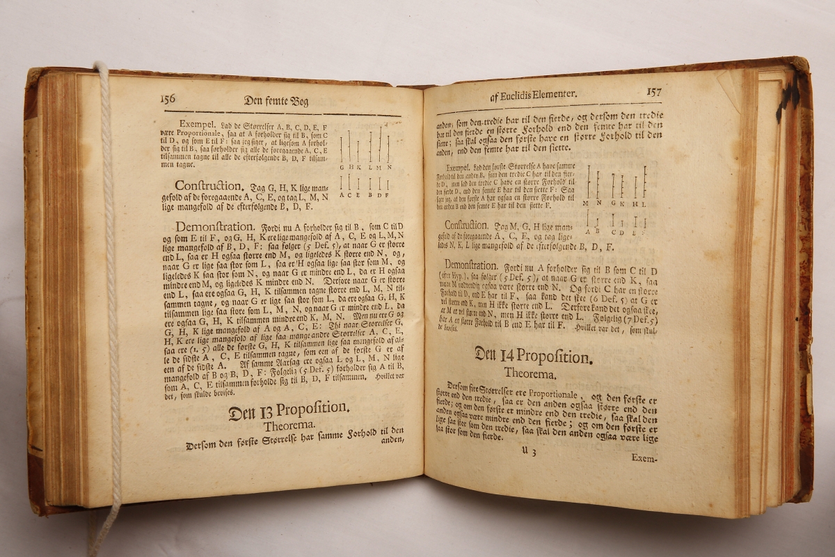 Pages 156–157 from Ziegenbalg's 1744 Danish translation of Euclid's Elements.