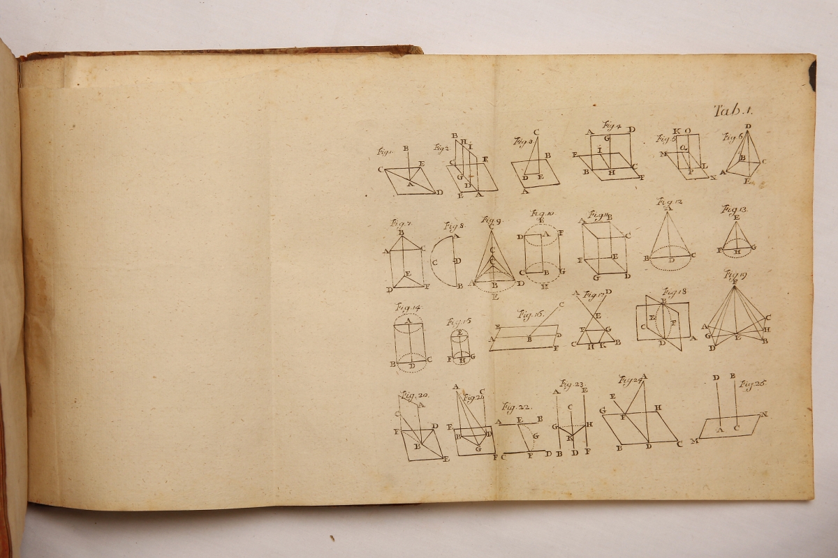 Plate of figures from Ziegenbalg's 1744 Danish translation of Euclid's Elements.