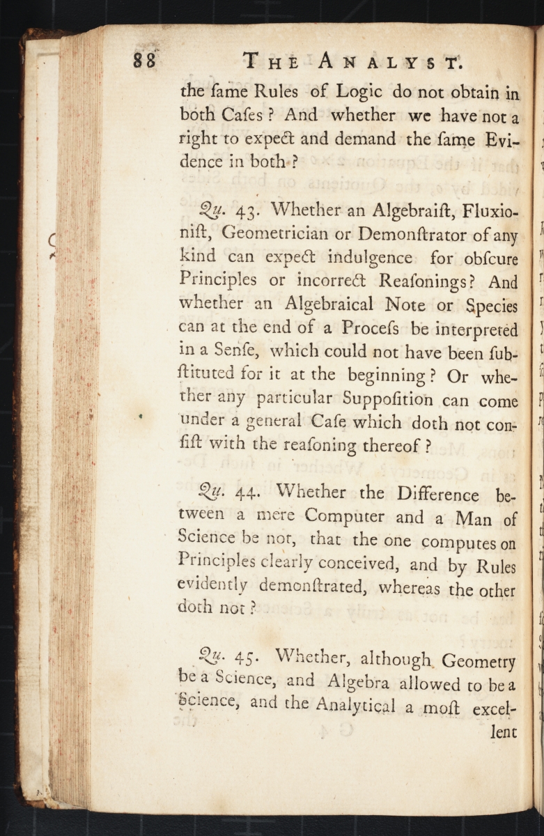 Page 88 from Berkeley's 1734 Analyst.