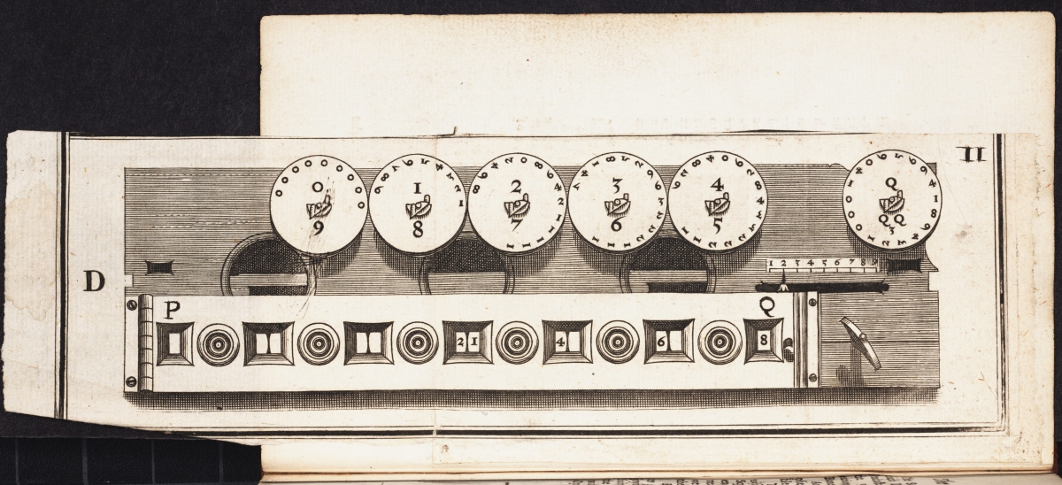 Second instrument from Samuel Morland's 1673 The Description and Use of Two Arithmetick Instruments.