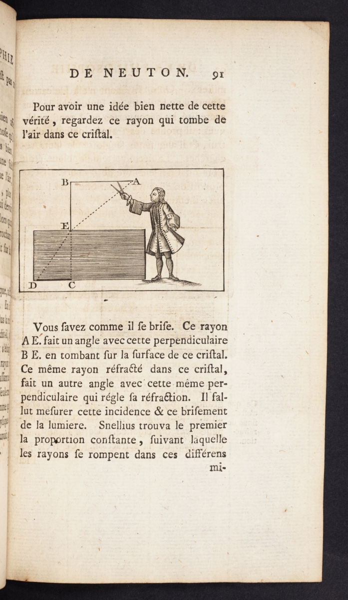 Page 91 from Voltaire’s 1738 Élémens de la philosophie de Neuton