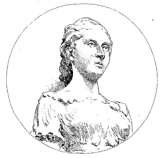 Drawing of a bust of Sophie Germain (1776-1831).