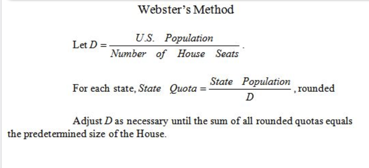 Webster's method for apportionment