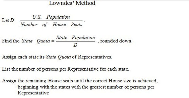 Lowndes Method of Apportionment