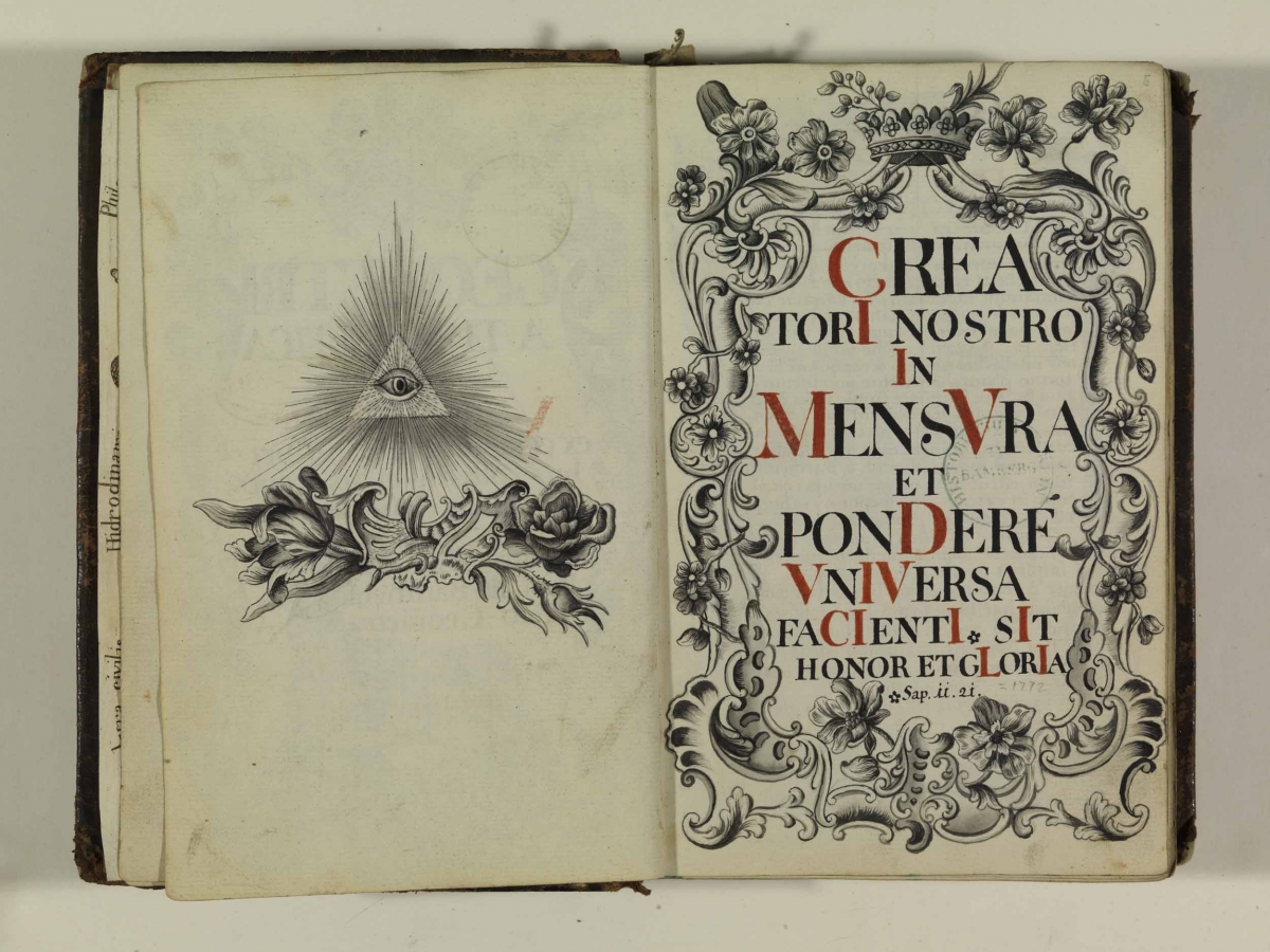 Dedication for Johann Baptist Roppelt's 1772 Geometria Theoretica et Practica.