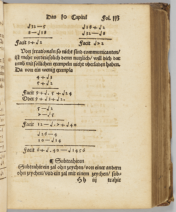 Folio 113 (recto) of 1553 edition of Christoff Rudolff's Die Coss.