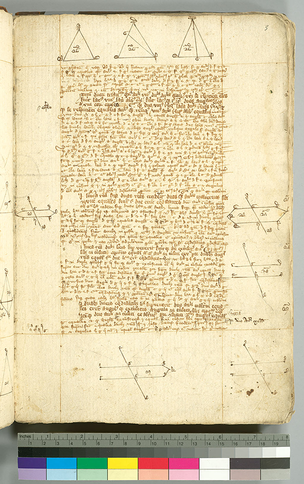 Folio 5 from English manuscript of Euclid's Elements in Latin, circa 1385-1399