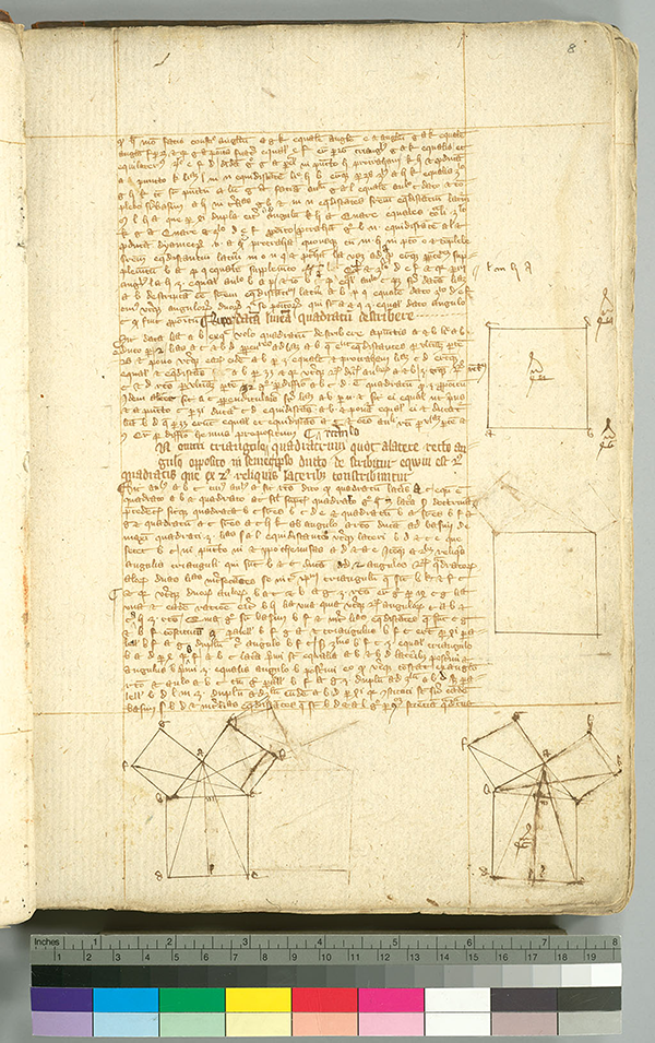 Folio 8 from English manuscript of Euclid's Elements in Latin, circa 1385-1399