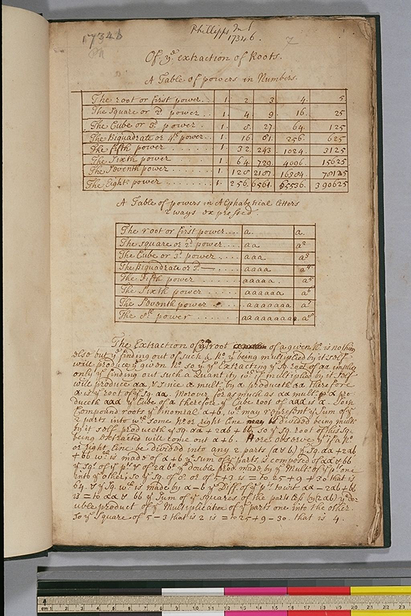 Folio 1 of a 17th century English university student's mathematical notes