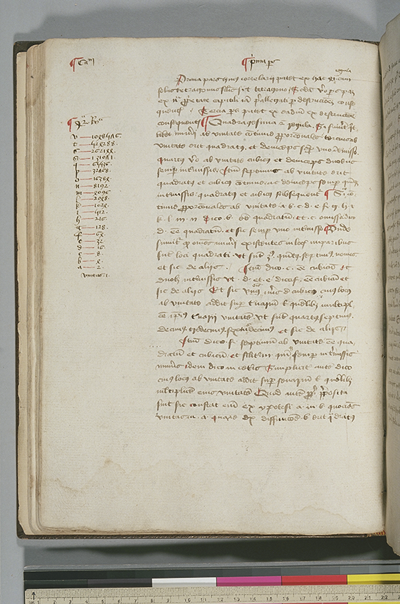 Folio 43 (verso) from Compendium artis arismetice by Rolandus Ulysbonensis, c. 1424