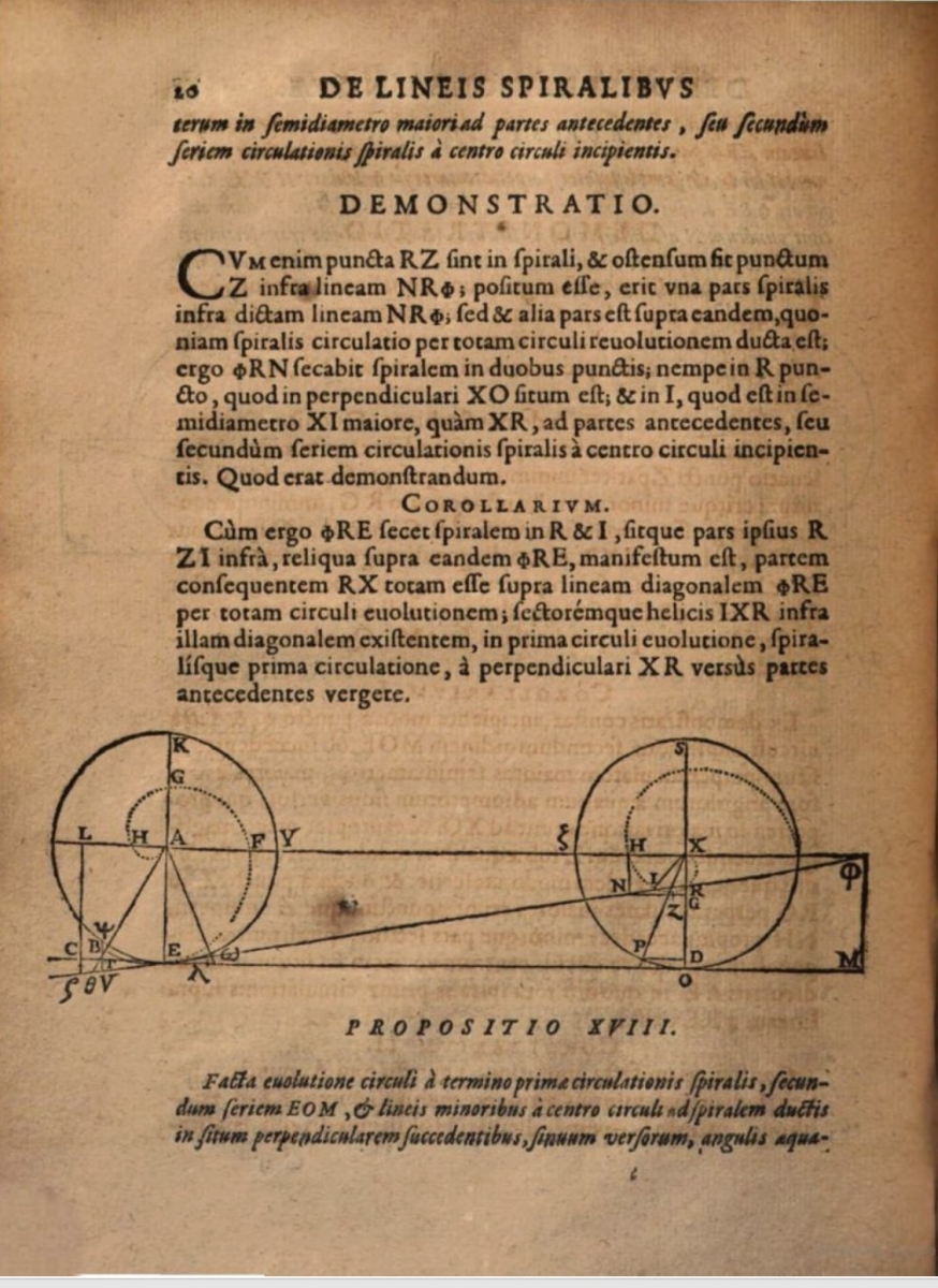 Page 20 from Ismael Boulliau's 1657 De lineis spiralibus.