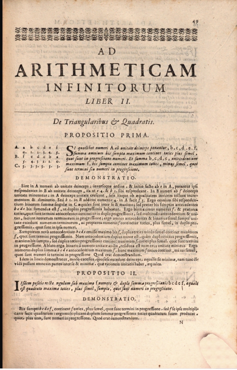 Page 49 from Ismael Boulliau's 1682 Opus novum ad arithmeticam infinitorum.