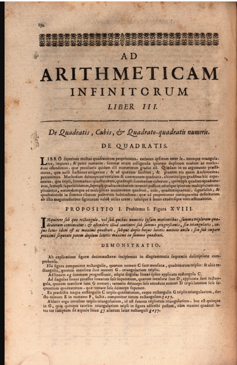 Page 152 from Ismael Boulliau's 1682 Opus novum ad arithmeticam infinitorum.