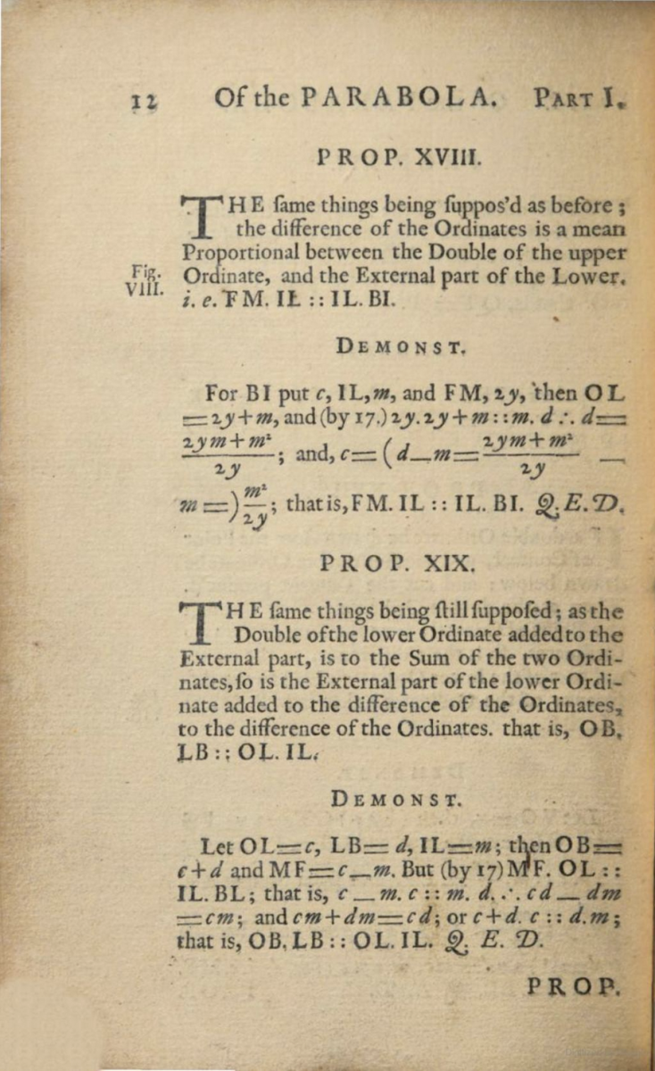 Page 12 from Robert Steell's 1723 A Treatise on Conic Sections.