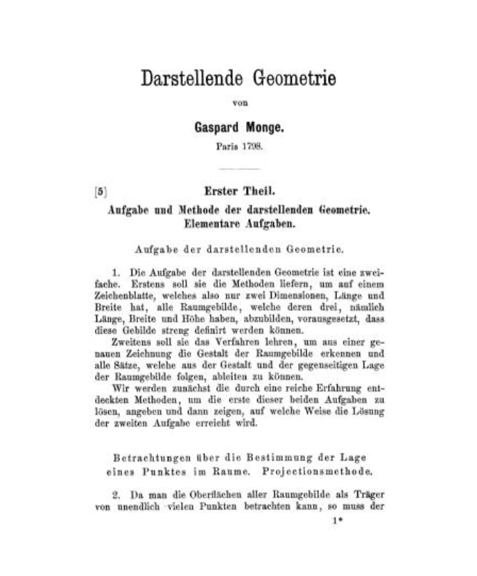 Page 3 from the 1900 German translation of Monge's early geometrical writings.