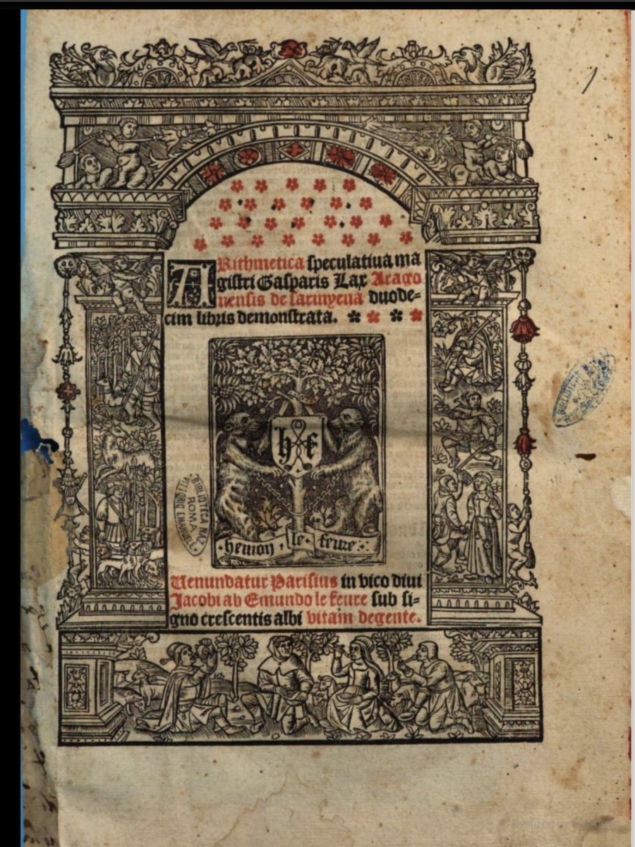 Title page of Gaspar Lax’s 1515 Arithmetica speculativa.