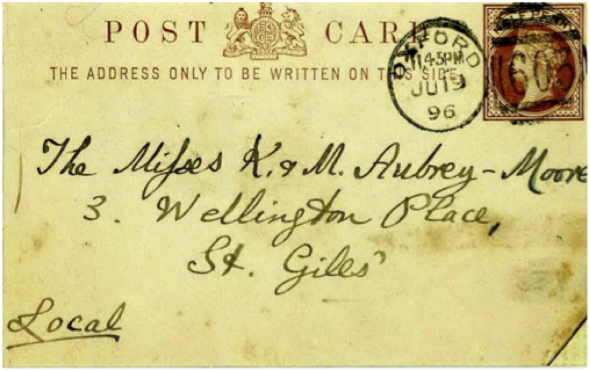 Postcard written by Charles Dodgson (1896).