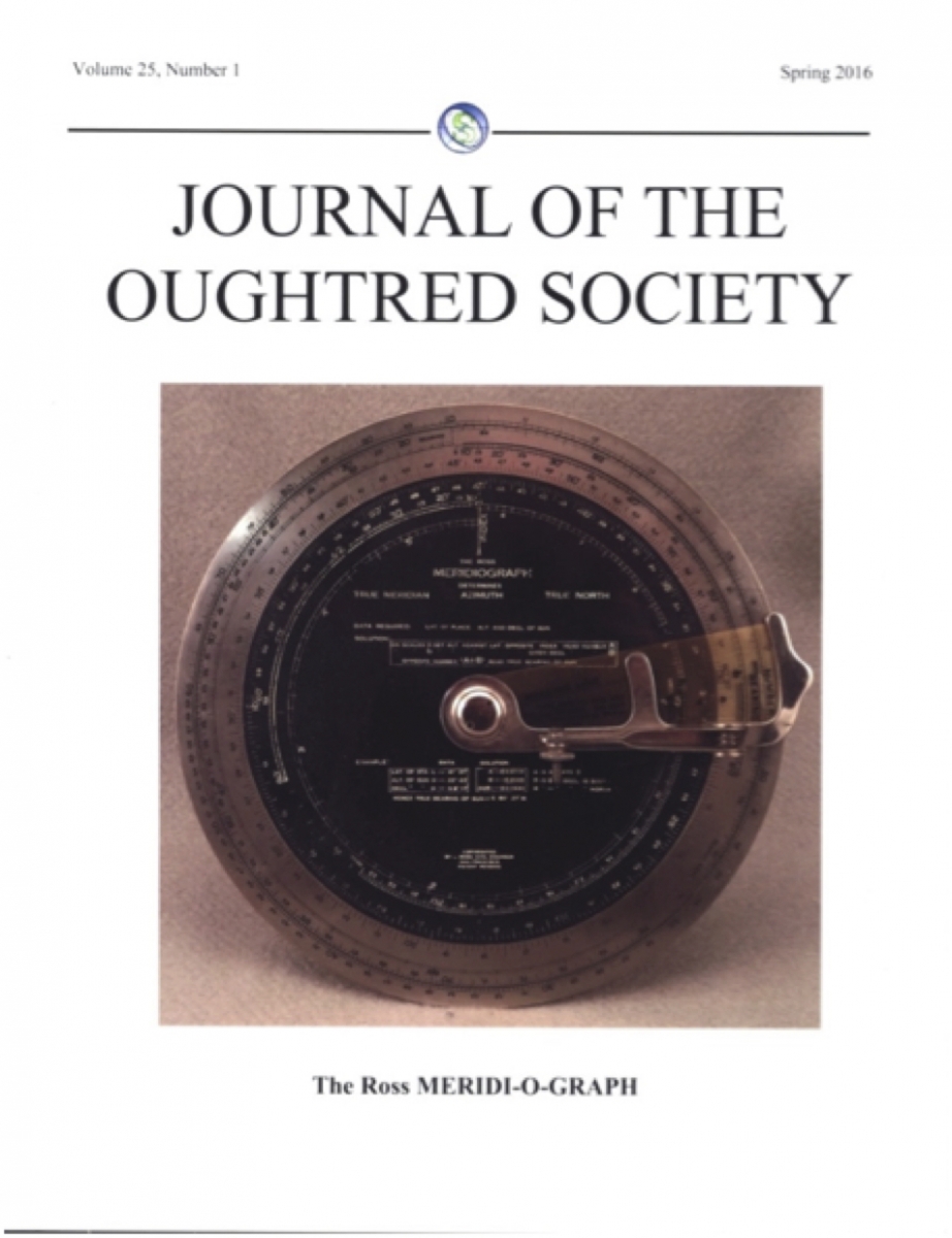 Title page of Spring 2016 Oughtred Society Journal.