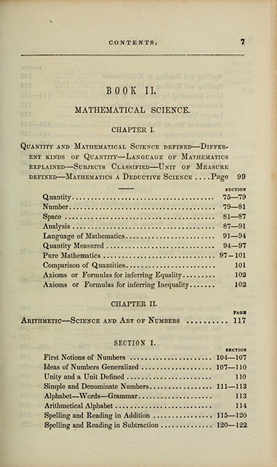 Table of Contents, Charles Davies, The Logic and Utility of Mathematics