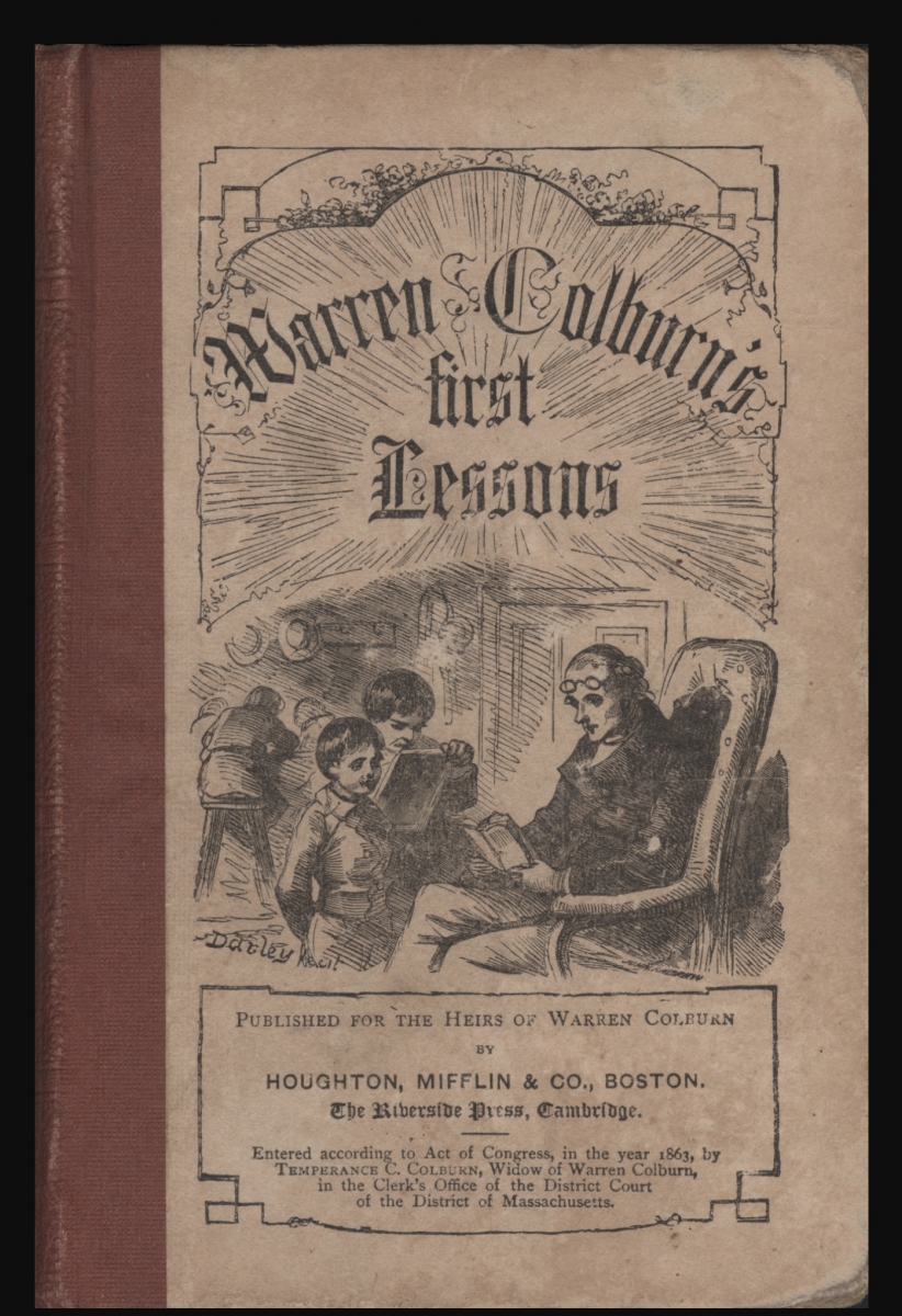 Cover of 1863 printing of Warren Colburn's First Lessons in Intellectual Arithmetic.