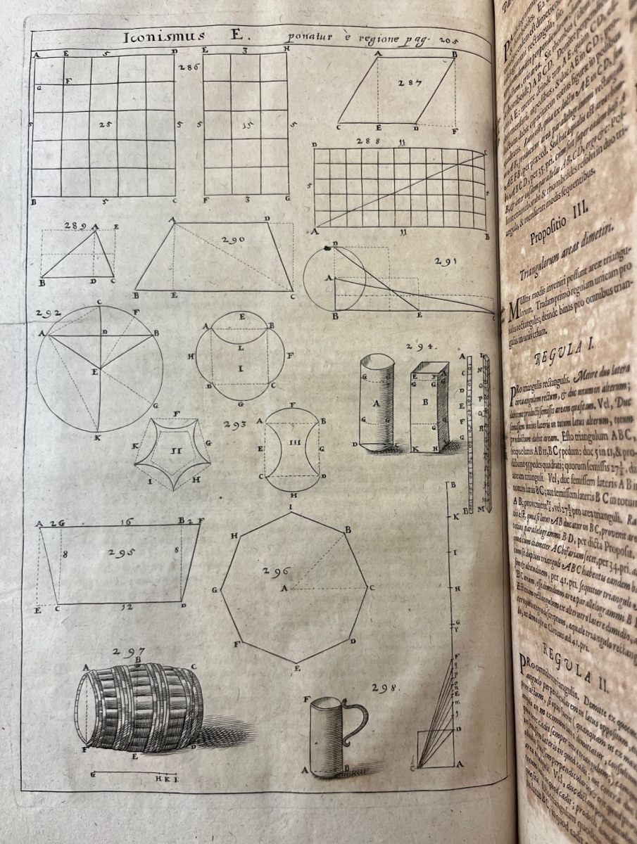 Diagrams related to practical geometry from Gaspar Schott's 1661 Cursus Mathematicus.