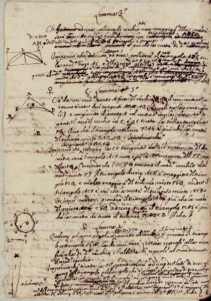 Page from one of Viviani's volumes of notes on Galileo's theories.