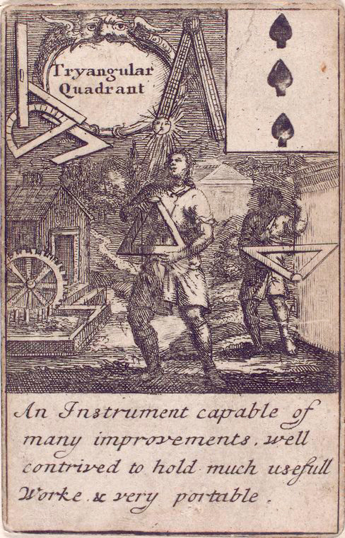 3 of spades from 1702 deck of mathematical playing cards.