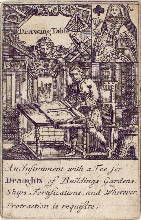 Ace of clubs from 1702 deck of mathematical playing cards.