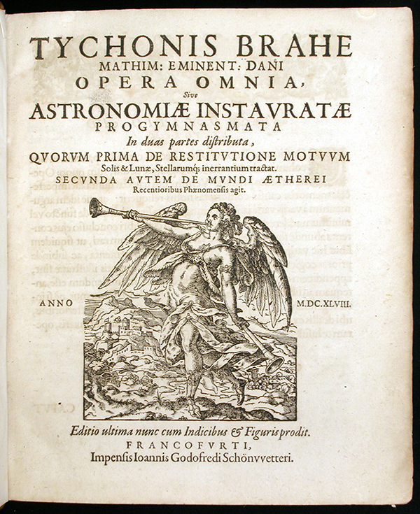 Title page of Astronomiae instauratae progymnasmata by Tycho Brahe, 1648