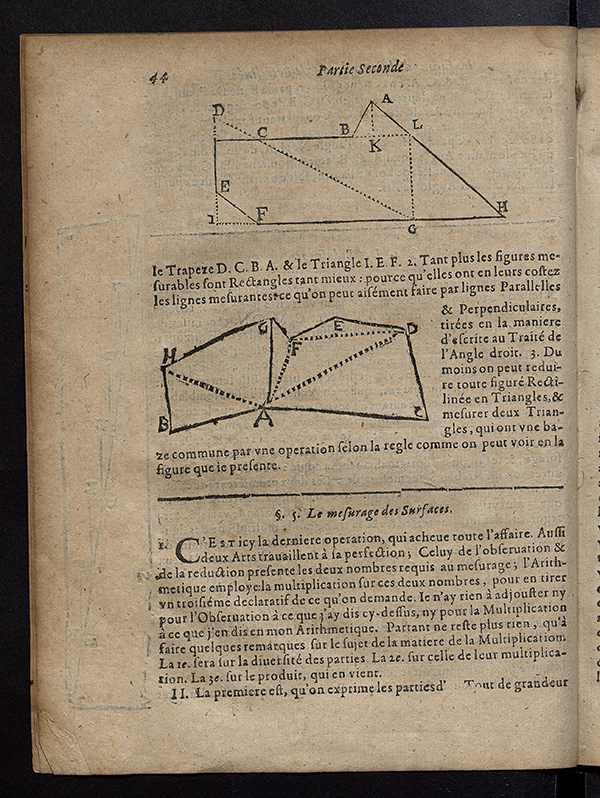 Page 44 of L’Arithmétique et la Géométrie Pratique by Jean François, 1657