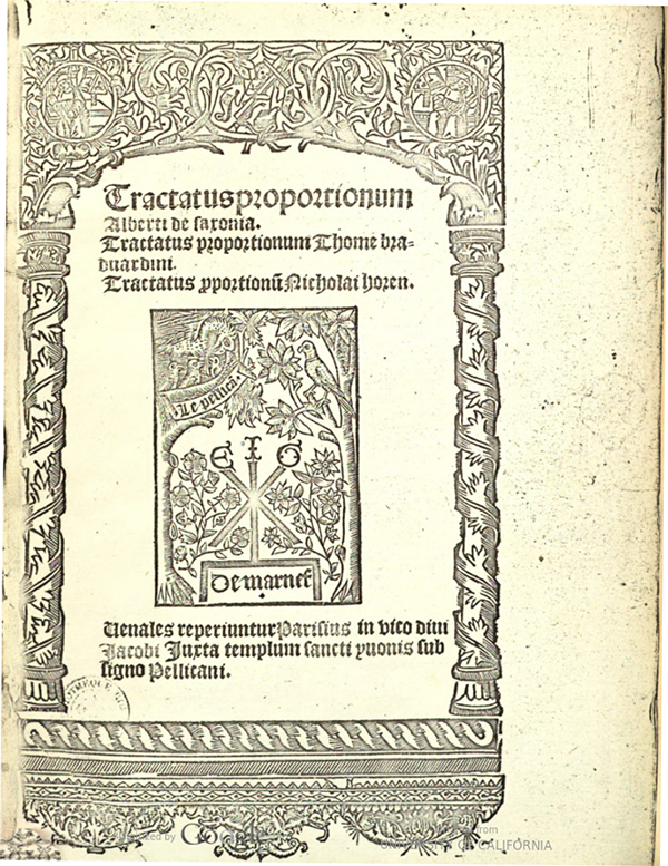 Title page of Tractatus proportionum by Albert of Saxony