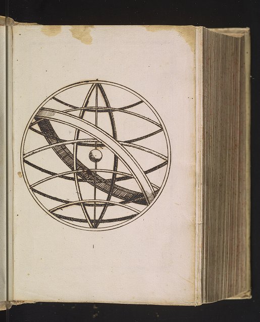 Globe illustration in Phisicae particularis cursus, student notes on Emmanuel Caranza's lectures.