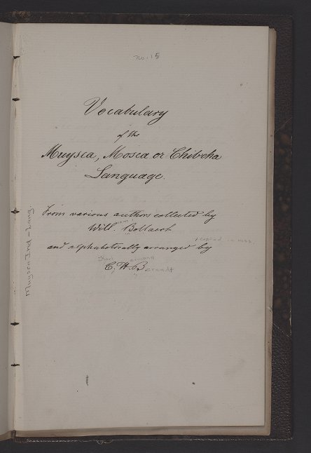 Notes taken by Lucien de Puydt on the Muysca language.