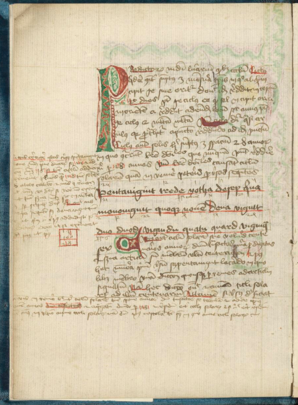 Page from 1443 manuscript copy of Computus chirometralis by John of Erfurt.