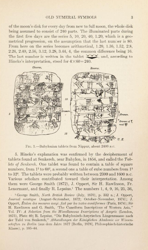 Page 3 from Florian Cajori’s two-volume A History of Mathematical Notations (1928–1929).